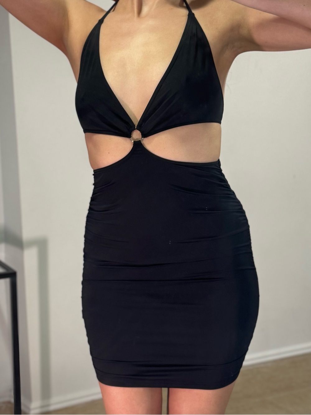 Dolls Kill Black Cutout Halter Bodycon Mini Dress